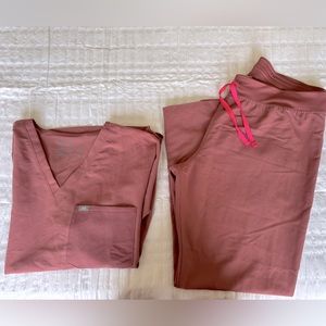 Figs Scrub Set, Mauve, XXL top, XL pants